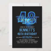 Blue Neon 48e anniversaire Invitation (Devant)