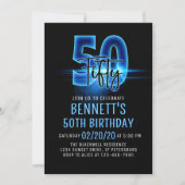 Blue Neon 50e anniversaire Invitation (Devant)