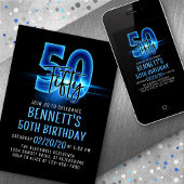 Blue Neon 50e anniversaire Invitation