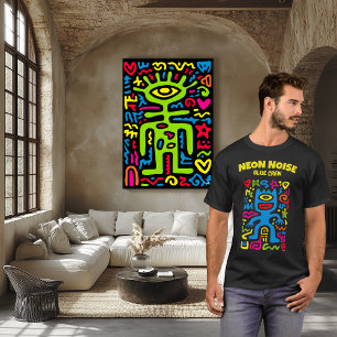 Blue Neon Alien - Funky One-Eyed Pop Art Character T-shirt