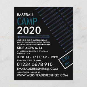Blue Neon Baseball Bat, honkbalkamp Adverteren Flyer