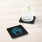 Blue Neon Dog Paw Print Bier Onderzetter (Rechterzijde)
