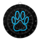 Blue Neon Dog Paw Print Dartbord (Voorkant)