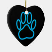Blue Neon Dog Paw Print Keramisch Ornament (Rechts)