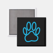 Blue Neon Dog Paw Print Magneet (Voorkant / Achterkant)