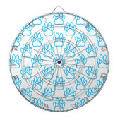 Blue Neon Dog Paw Print Patroon Dartbord (Voorkant)