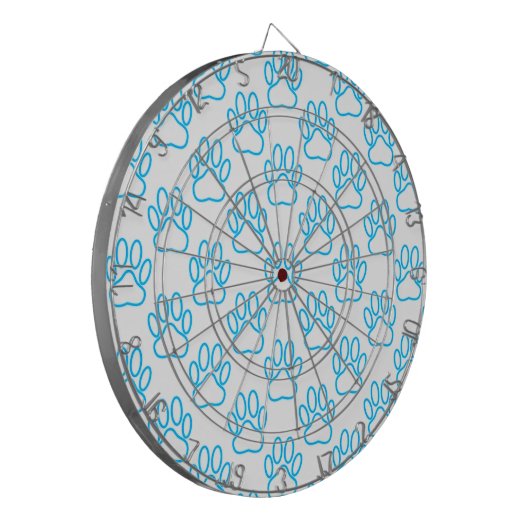 Blue Neon Dog Paw Print Patroon Dartbord (Voorkant Links)