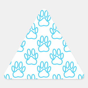 Blue Neon Dog Paw Print Patroon Driehoek Sticker