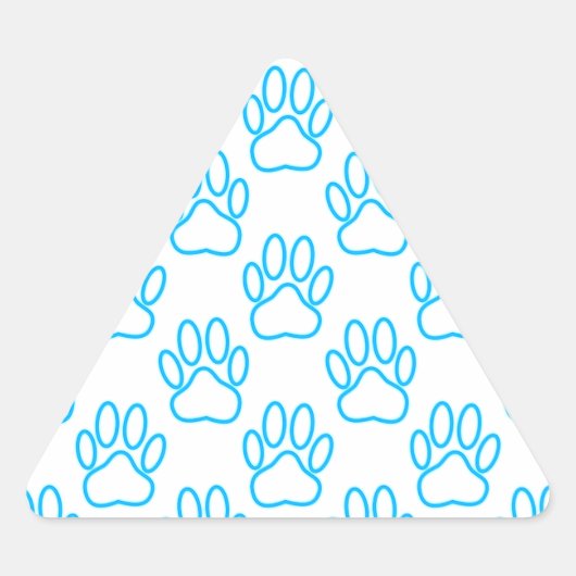 Blue Neon Dog Paw Print Patroon Driehoek Sticker (Voorkant)