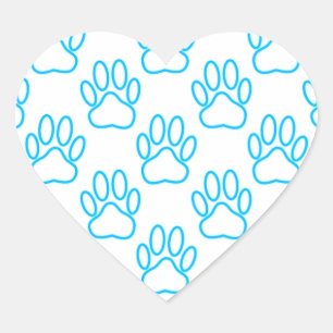 Blue Neon Dog Paw Print Patroon Hart Sticker