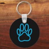 Blue Neon Dog Paw Print Sleutelhanger (Voorkant)