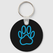 Blue Neon Dog Paw Print Sleutelhanger (Achterkant)