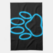 Blue Neon Dog Paw Print Theedoek (Verticaal)