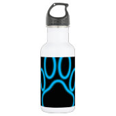Blue Neon Dog Paw Print Waterfles (Voorkant)