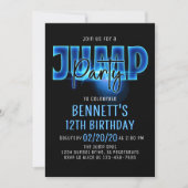 Blue Neon Jump Party Anniversaire Invitation (Devant)