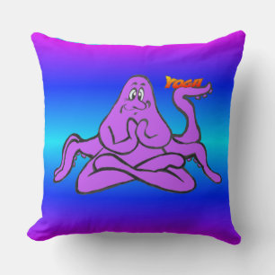 Blue Neon Light Yoga Octopus Namaste Sierkussen