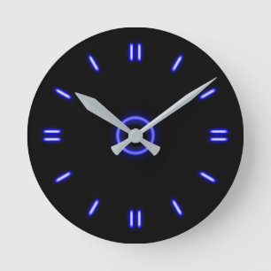 Blue Neon Ronde Klok