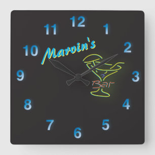 Blue Neon Sign  Mancave Tavern Vierkante Klok