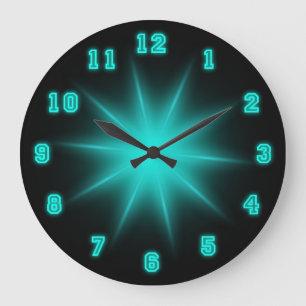 Blue Neon Star 10,75 inch Grote Klok