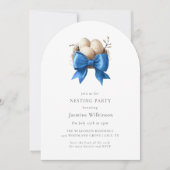 Blue Nesting party minimale uitnodiging met qr-cod (Voorkant)