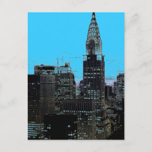 Blue New York City nacht Briefkaart