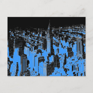 Blue New York City nacht Briefkaart