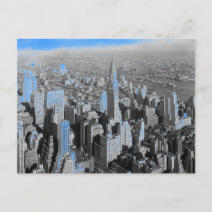 Blue New York City nacht Briefkaart