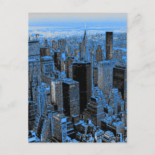 Blue New York City nacht Briefkaart