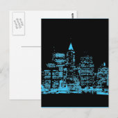 Blue New York City nacht Briefkaart (Voorkant / Achterkant)