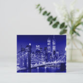 Blue New York City nacht Briefkaart (Staand voorkant)