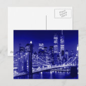 Blue New York City nacht Briefkaart (Voorkant / Achterkant)