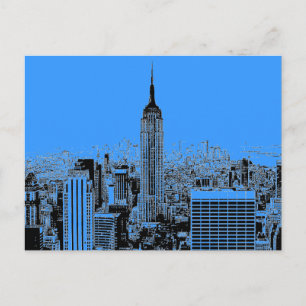 Blue New York City nacht Briefkaart