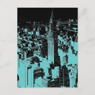 Blue New York City nacht Briefkaart
