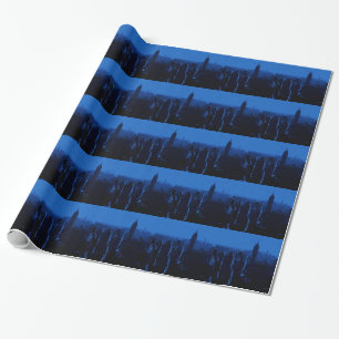 Blue New York City nacht Cadeaupapier
