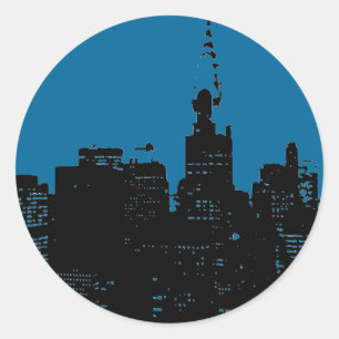 Blue New York City nacht Ronde Sticker