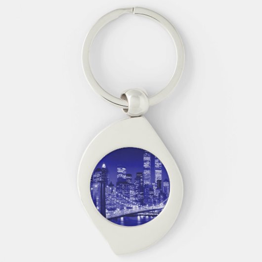 Blue New York City nacht Sleutelhanger (Voorkant)