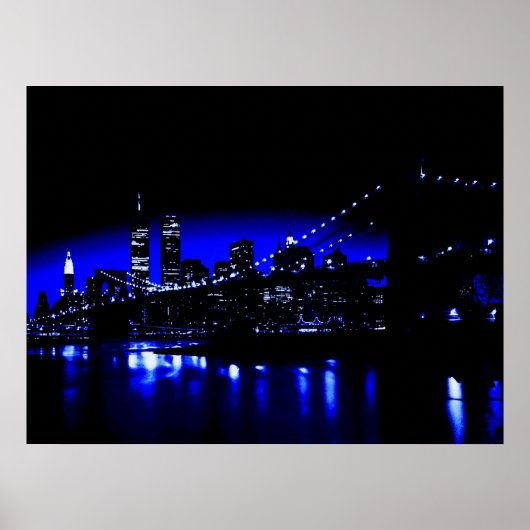 Blue New York City Poster Print (Voorkant)