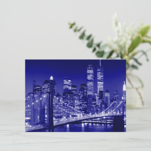 Blue New York City uitnodiging (Staand voorkant)