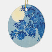 Blue Night Moon Cherry Tree Japans Keramisch Ornament (Links)