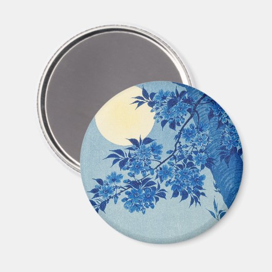 Blue Night Moon Cherry Tree Japans Magneet (Voorkant / Achterkant)