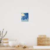 Blue Night Moon Cherry Tree Japans Poster (Keuken)