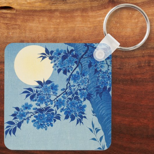 Blue Night Moon Cherry Tree Japans Sleutelhanger (Achterkant)