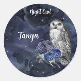 Blue Night Owl Classic Round Sticker