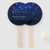 Blue Night Silver Mason Jar String Lights Wedding Handwaaier (Voorkant en achterkant)