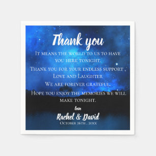Blue Night Sky Wedding Bedankt bericht Napkins Servet