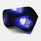 Blue Night, Wolf & Fullmoon Stropdas (Opgerold)