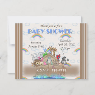 Blue Noah's Ark Baby shower Kaart
