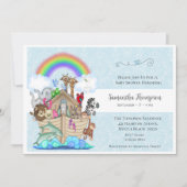 Blue Noah's Ark Baby shower Uitnodiging (Voorkant)