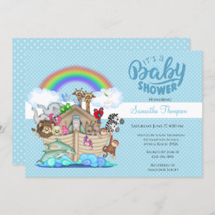 Blue Noah's Ark Baby shower Uitnodiging