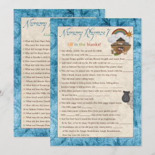 Blue Noah's Ark Nursery Rhyme Baby shower Games Kaart